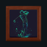 Minimalist Golfer Green Glow Silhouette Gift Box<br><div class="desc">Graceful motion and athleticism of a golf player mid-swing.</div>