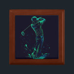 Minimalist Golfer Green Glow Silhouette Gift Box<br><div class="desc">Graceful motion and athleticism of a golf player mid-swing.</div>