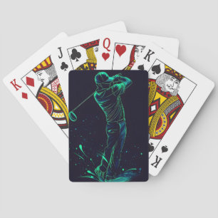 Minimalist Golfer Green Glow Silhouette Poker Cards