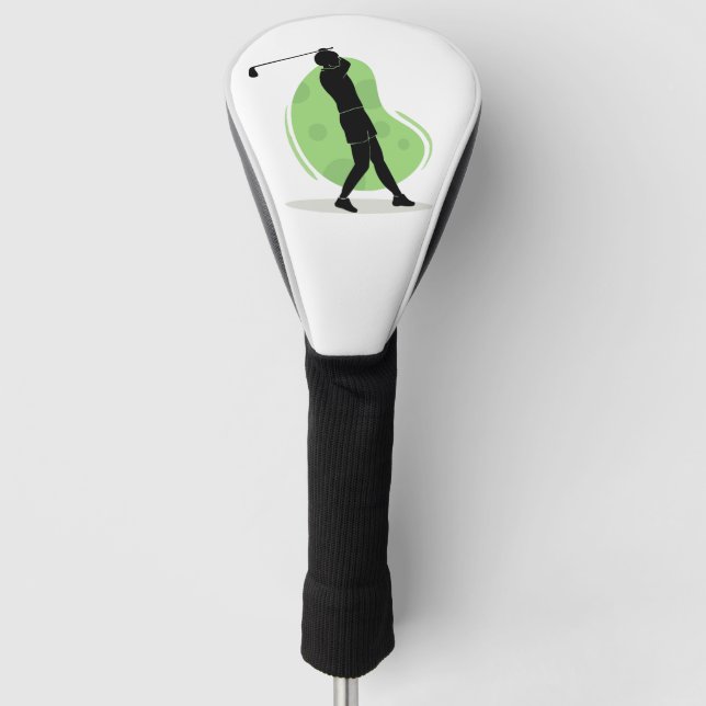 Minimalist Golfer Silhouette Design Golf Head Cover (Front)