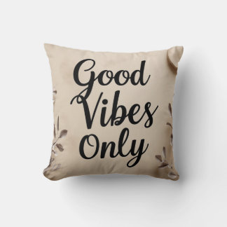 Minimalist Good Vibes Only Throw Pillow