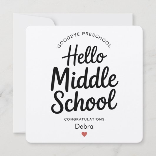 Minimalist Goodbye Preschool Hello Middle School  (Front)