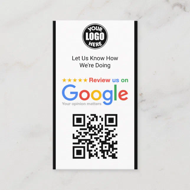 Minimalist Google Review Business Card Template | Zazzle