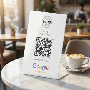 Minimalist Google Review QR Code Business Logo Pedestal Sign
