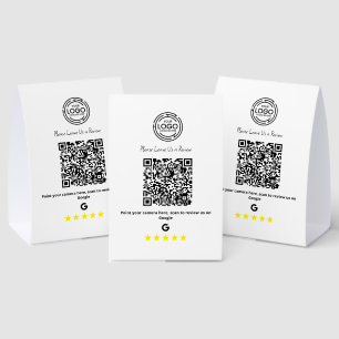 Minimalist Google Reviews Business Qr Code Paper Table Tent