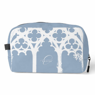 Minimalist Gothic Window Calligraphy Pale Blue Dopp Kit