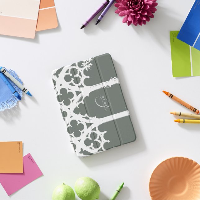 Minimalist Gothic Window Calligraphy Sage Green iPad Mini Cover (In Situ)