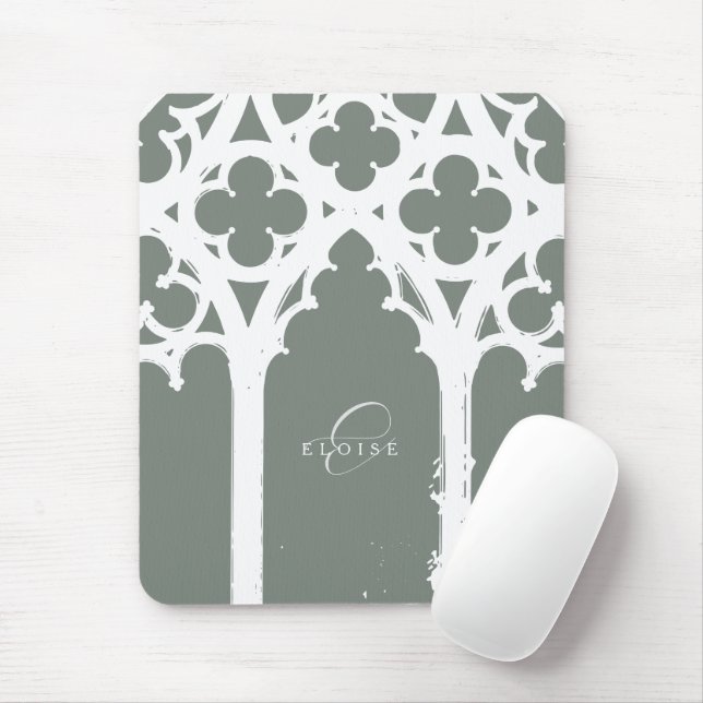Minimalist Gothic Window Calligraphy Sage Mouse Pad (With Mouse)