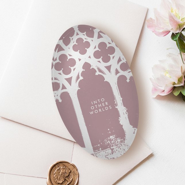 Minimalist Gothic Window Tuscany Pink Paperweight (Creator Uploaded)