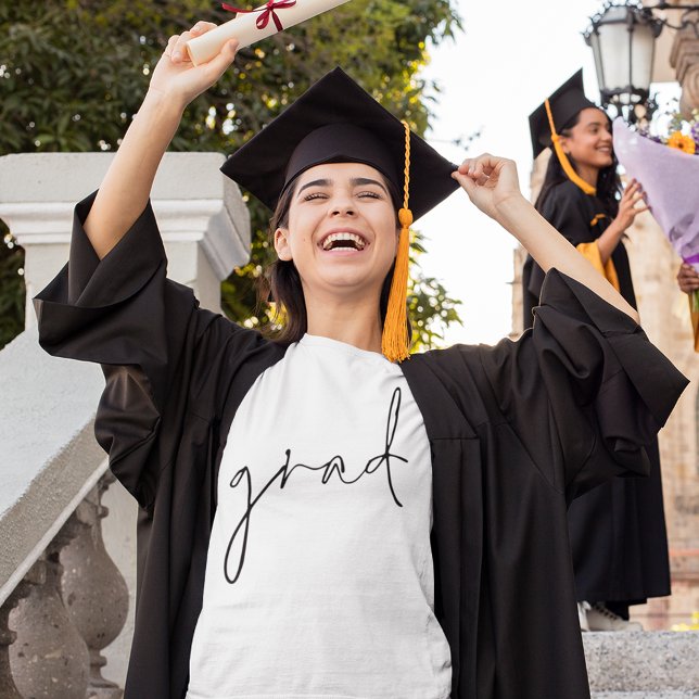 Minimalist Grad Black Script Graduation T-Shirt (Creator Uploaded)