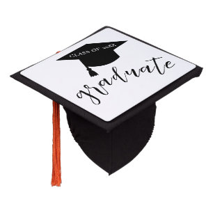 Minimalist Grad Cap Black & White Graduation