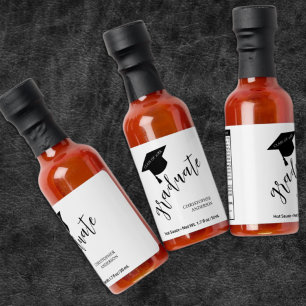 Minimalist Grad Cap Black & White Graduation Hot Sauces