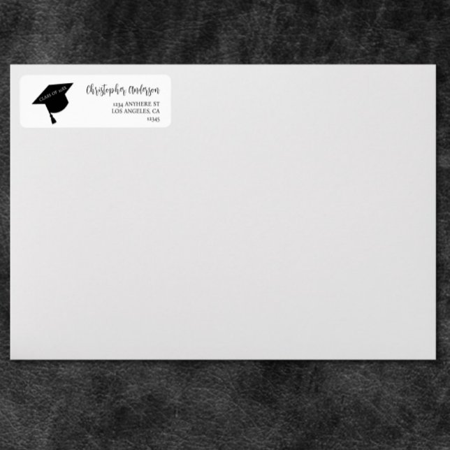 Minimalist Grad Cap Black & White Graduation Label (Creator Uploaded)