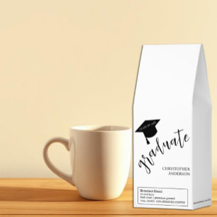 Minimalist Grad Cap Black & White Graduation Roasted Coffee