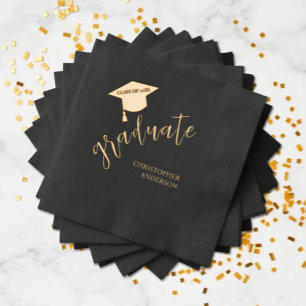 Minimalist Grad Cap Graduation Foil Napkins