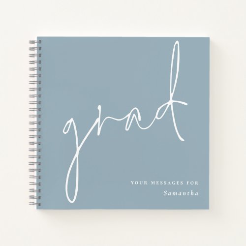 Minimalist Grad Dusty Blue Graduate Guest Book