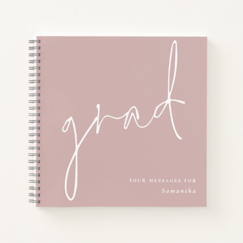 Minimalist Grad Dusty Rose Graduate Guest Book