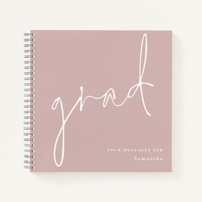 Minimalist Grad Dusty Rose Graduate Guest Book (Front)