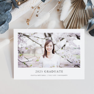 Minimalist Grad   Simple Photo Graduation Announcement