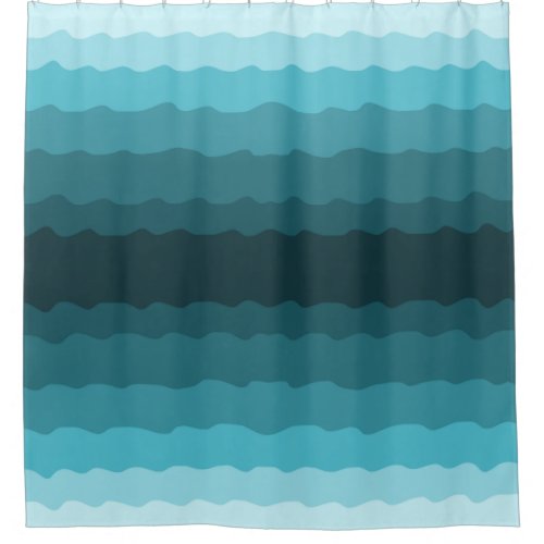 Minimalist Gradient Blue Ocean Waves Pattern  Shower Curtain