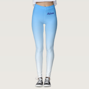 Minimalist Gradient with Your Name on Sky Blue Leggings