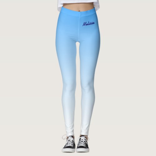 Minimalist Gradient with Your Name on Sky Blue Leggings