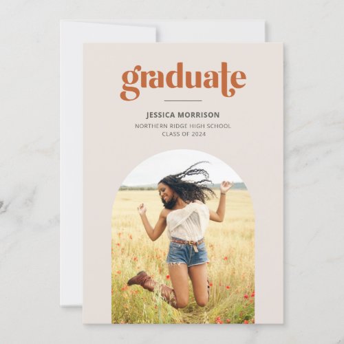 Minimalist Graduate Arched Photo Graduation Party Invitation