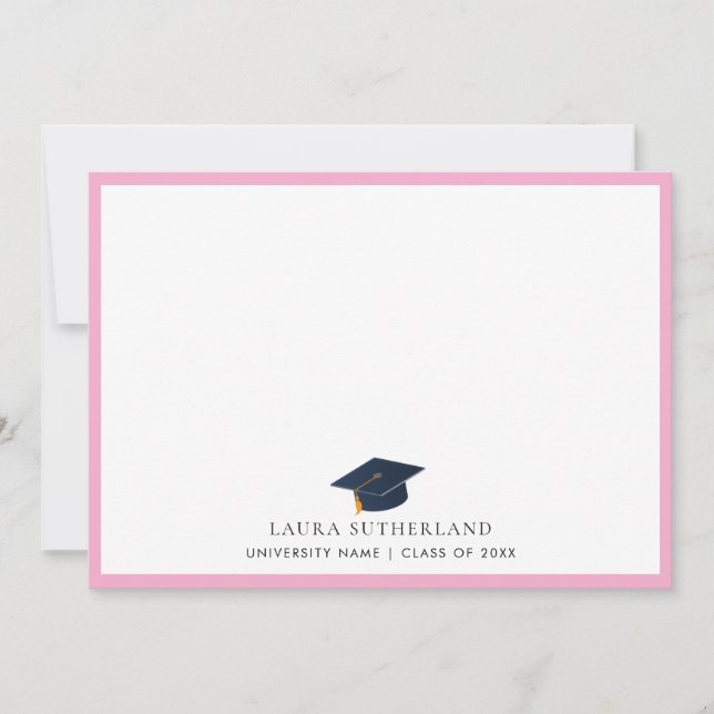 Minimalist Graduate Cap & University Name Note Card (Front)