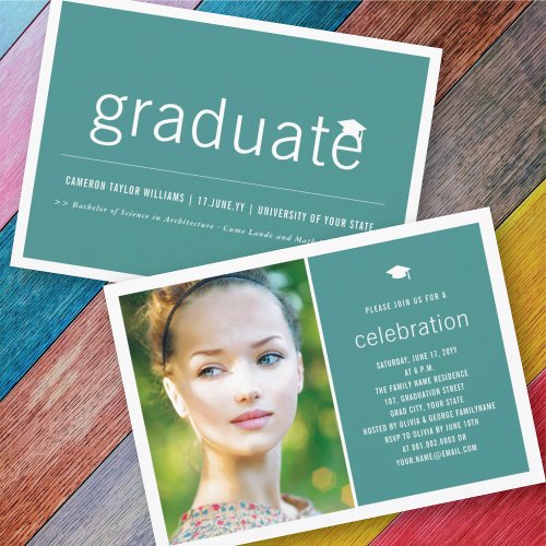 Minimalist Graduate Photo Simple Graduation Party Invitation