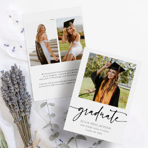 Minimalist Graduate Script Budget Photo Graduation Announcement