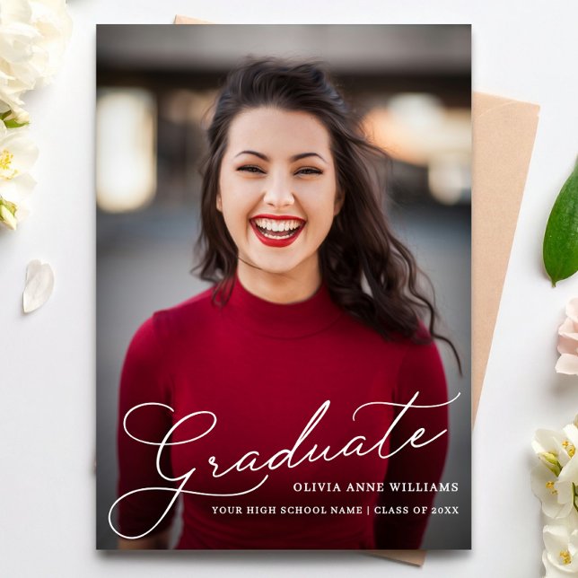 Minimalist Graduate Script High School Graduation Announcement (Creator Uploaded)
