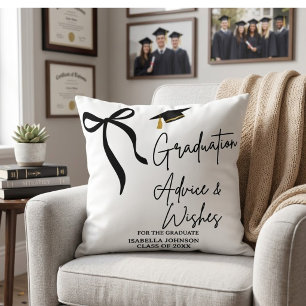 Minimalist Graduation Advice and Wishes Signature Throw Pillow