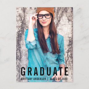 Minimalist Graduation Announcement (Blank Back) Postcard