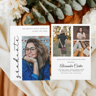 Minimalist Graduation Announcement,Multiple Photo Invitation