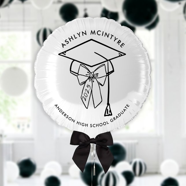 Minimalist Graduation Cap with Bow Custom Balloon (Creator Uploaded)