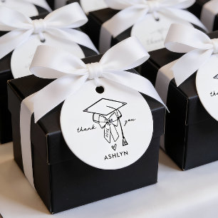 Minimalist Graduation Cap with Bow Custom Favor Tags