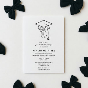 Minimalist Graduation Cap with Bow Invitation