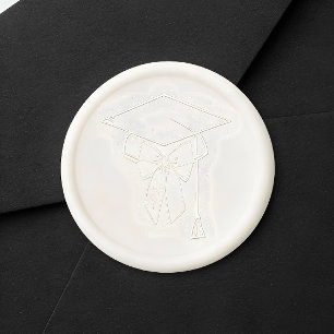 Minimalist Graduation Cap with Bow Welcome Wax Seal Sticker