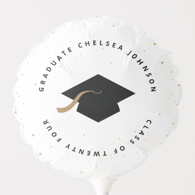 Minimalist Graduation Faux Gold Glitter Balloon (Front)