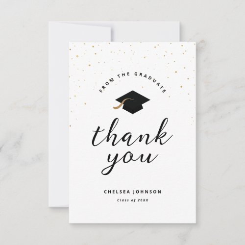 Minimalist Graduation Faux Gold Glitter Thank You Card