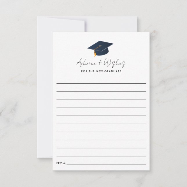 Minimalist Graduation Icon Advice Note Card (Front)