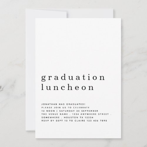 Minimalist Graduation Luncheon Invitation