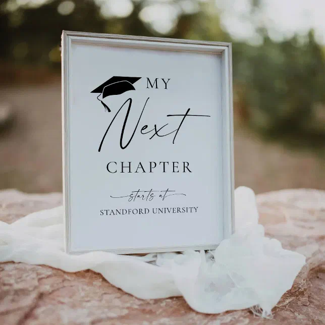 Minimalist Graduation My Next Chapter Starts at Pedestal Sign | Zazzle