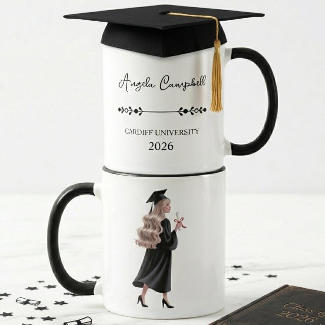 Minimalist Graduation Name School Year Design Mug (Creator Uploaded)