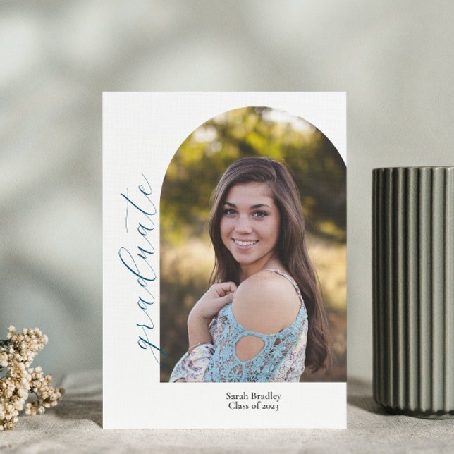 Minimalist Graduation Open House Party Photo Card (Creator Uploaded)