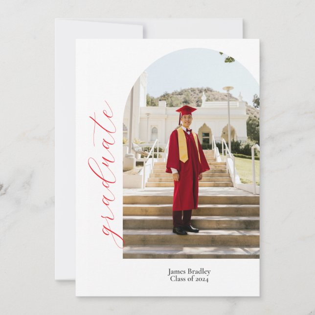 Minimalist Graduation Open House Party Photo Card (Front)