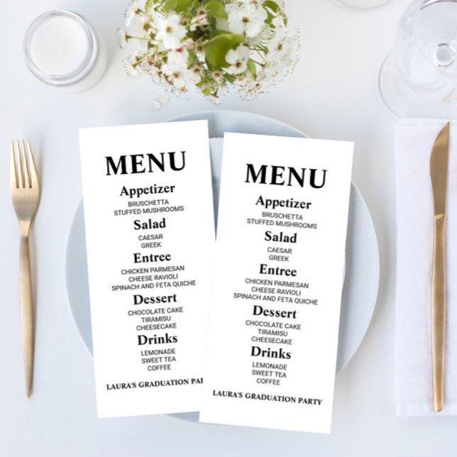 Minimalist Graduation Party Food Menu (Creator Uploaded)