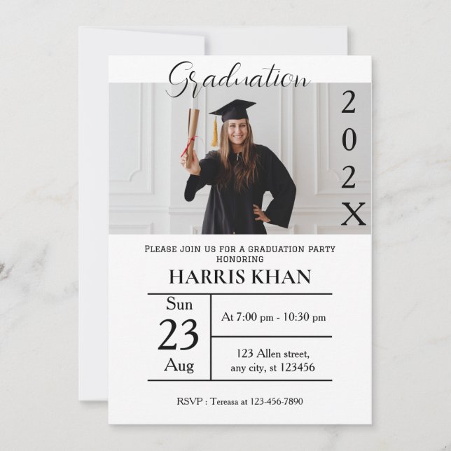  Minimalist Graduation Party     Invitation (Front)