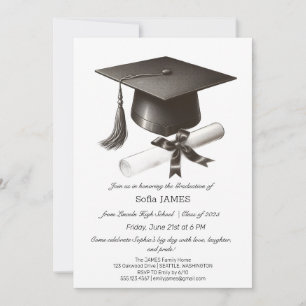 Minimalist Graduation Party Invitation with Black