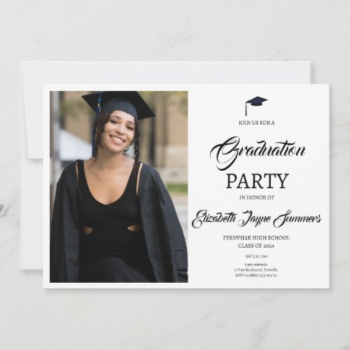 Minimalist Graduation Party Photo  Invitation